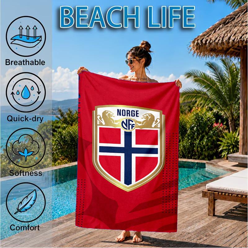 Norwegian Football Crest Beach Towel, Quick-drying, Easy to Care for, Suitable for Both Fitness and Beach Vacations,Sports Essential