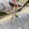 Cute Kitty Beaded Keychain Kawaii Pink  Keychain Cartoon Hanging Chain Phone Strap Wrist Strap Backpack Pendant Girl Gift