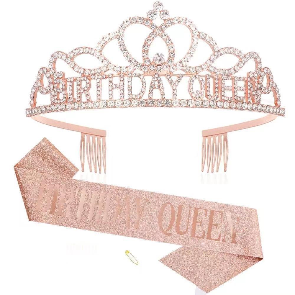 BIRTHDAY QUEEN GIRL Girl Birthday Crown Etiquette Party Supplies Rhinestone Hair Accessories