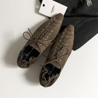 Мода Новые Весенние Женские Туфли из Овчины с Квадратным Носком Женские Туфли-Лодочки Обувь для Женщин Массивный Каблук Кружевная Обувь Лоферы Модная Обувь Гладиаторы