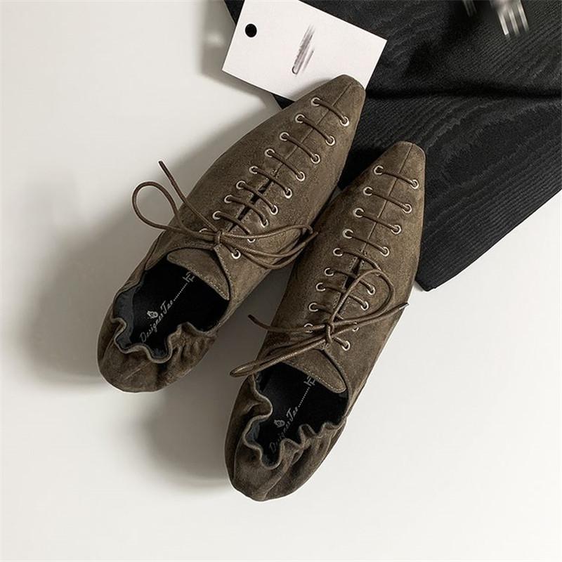 Мода Новые Весенние Женские Туфли из Овчины с Квадратным Носком Женские Туфли-Лодочки Обувь для Женщин Массивный Каблук Кружевная Обувь Лоферы Модная Обувь Гладиаторы