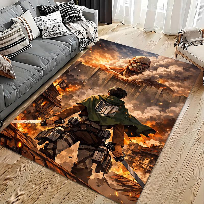 Warrior Facing Colossal Titan suitable as a non-slip mat for the living room or bedroom sofa
