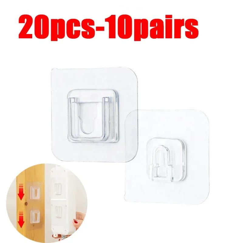 Double Sided Adhesive Wall Hooks Hanger Strong Transparent Suction Cup Storage Socket Hooks Bathroom Kitchen Bedroom Hook Kit