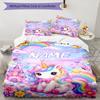 3pcs Custom Name Unicorn Bedding Set Duvet Cover Closure Includes 1 Duvet Cover & 2 Pillowcases, Soft and Comfortable for All Seasons.