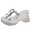 Thick-soled Wedge Slippers Women's New Summer Outer Wear with Skirts To Increase the Height of Small People's One-word Sandals