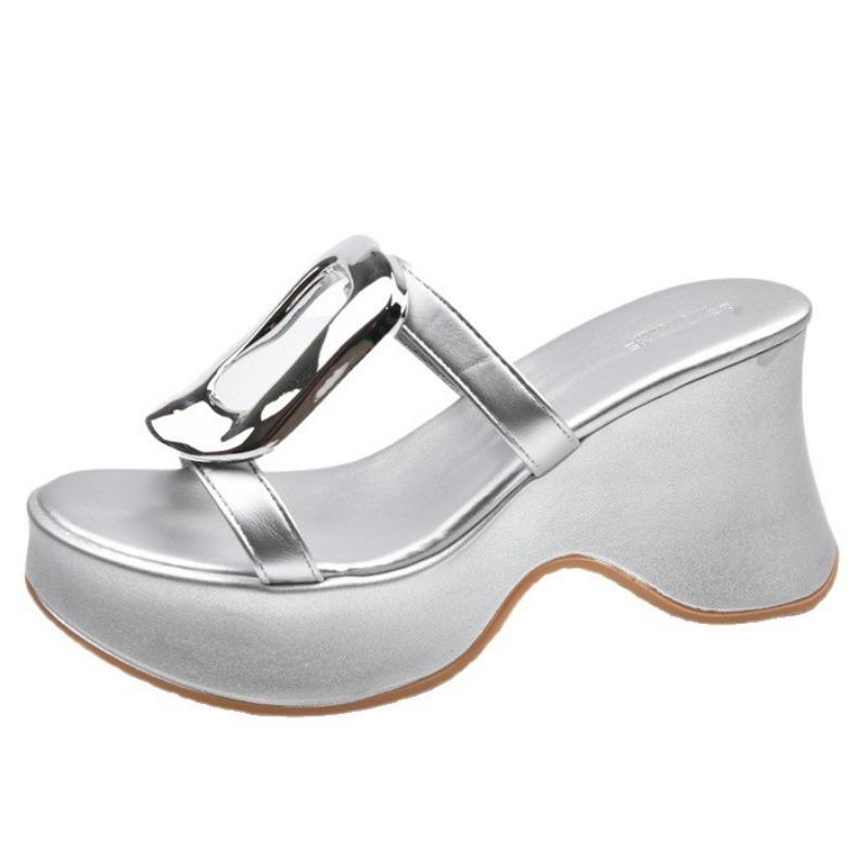 Thick-soled Wedge Slippers Women's New Summer Outer Wear with Skirts To Increase the Height of Small People's One-word Sandals