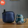 Hi Ceramic Teacup with Infuser and Lid Portable Travel Coffee Cup with Filter and Bag 320ML
