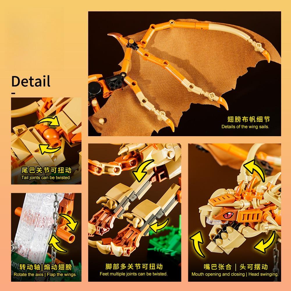 Mountain Dragon Model Mecha Toy Building Blocks Collectible Educational Playset For Children'S Creative Gifts