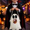 Durable Fabric Candy Holder Halloween Ghost Bag for Kids, Cute Treat or Trick Party Favor Sack Tote with Handle, Spooky Snack Goodie Bags Supplies