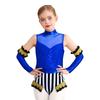 Girls Circus Costume Set Shiny Sequins Mock Neck Sleeveless Jumpsuit Matched Metallic Over Sleeve