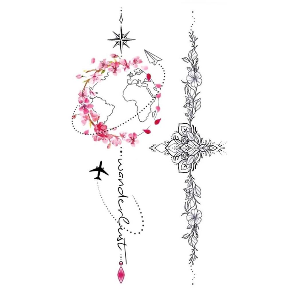 Body Art Waterproof Black Rose Butterfly Design Cover Scars 3D Body Tattoo Sticker Temporary Decal