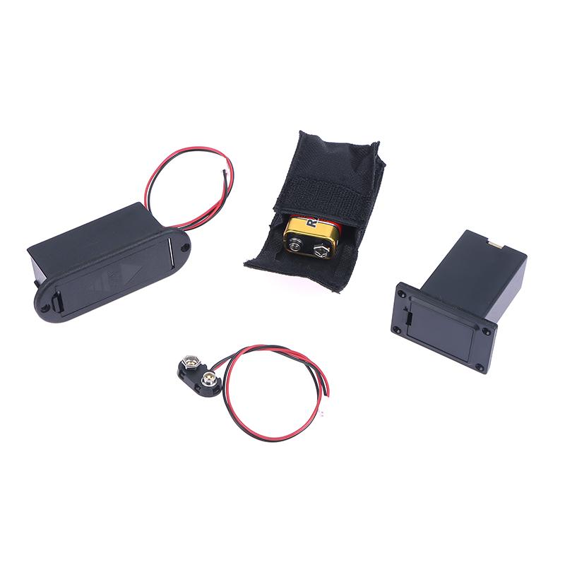 Bass Pickup DIY Set - Black 9V Battery Case Cover Box for Acoustic Guitar
