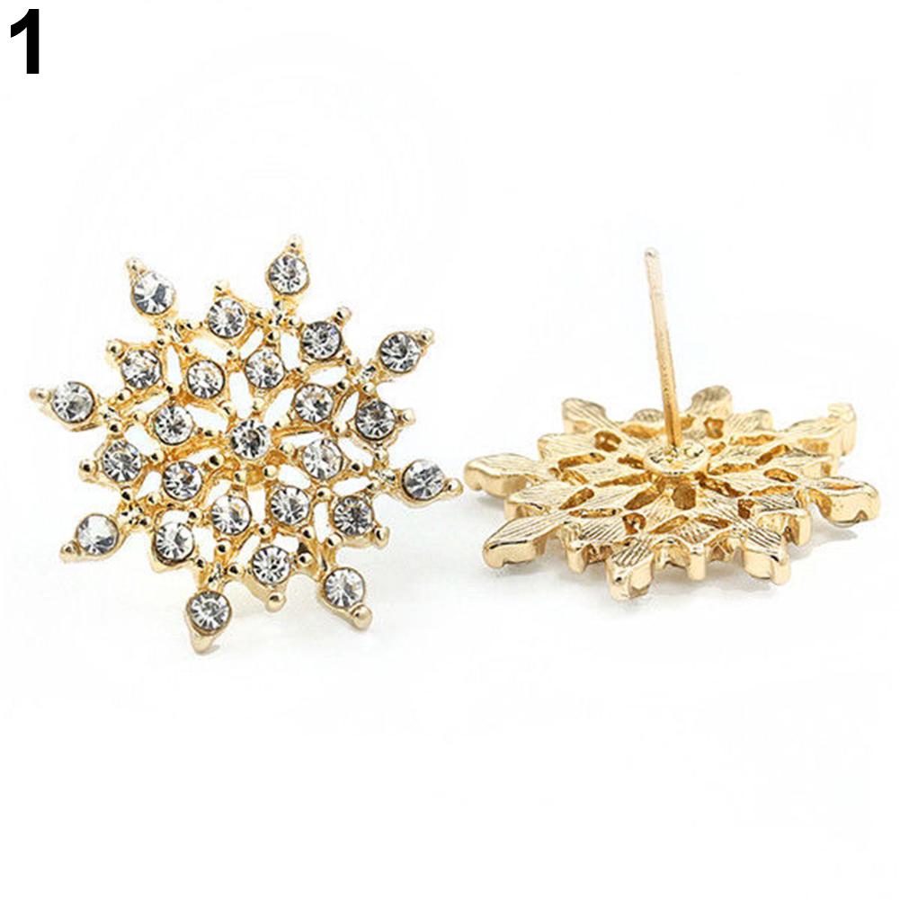 Womens Fashion Elegant Cute Shiny Snowflake Ear Studs Earrings Gift