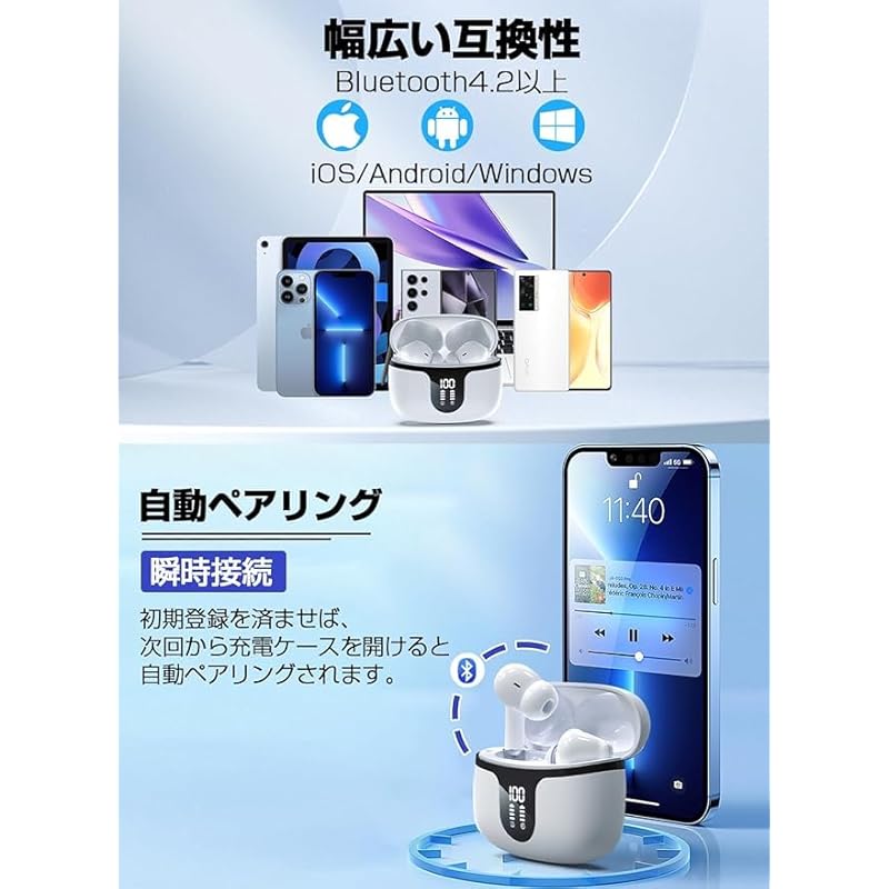 2025[Наушники Bluetooth5.4 Улучшенное качество звука] беспроводные наушники Bluetooth наушники Bluetooth наушники канального типа ENC шумоподавление светодиод