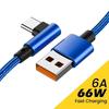 6A 66W 90 Degree Elbow USB Type C Fast Charging Data Cable for Huawei Xiaomi Redmi Honor OPPO Realme POCO USB-C Charger Cord