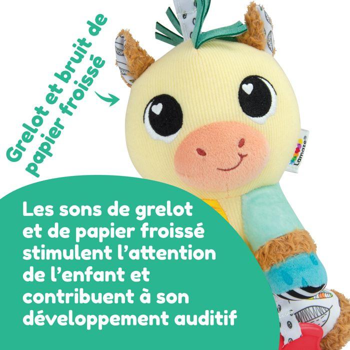 Jouet d'éveil - lamaze - carson le cheval de trait - peluche sensorielle - 0 à 6 mois - beige
