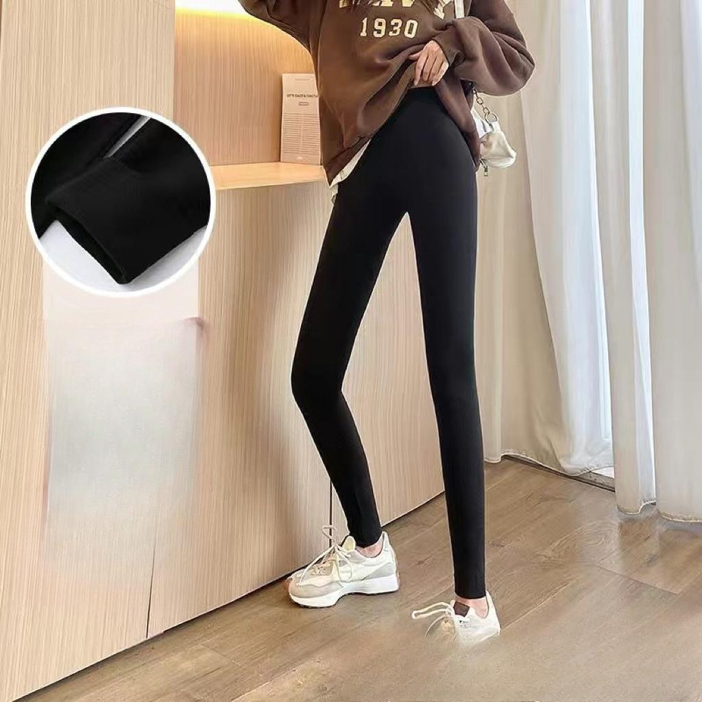 Женские термобрюки из полар-флиса Осень Зима С высокой талией Облегающие Двусторонний начес Бесшовные С флисовой подкладкой Утепленные Теплые Базовый слой Леггинсы