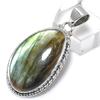Natural Labradorite Gemstone 925 Solid Sterling Silver Gift Pendant 1.75" H1y10