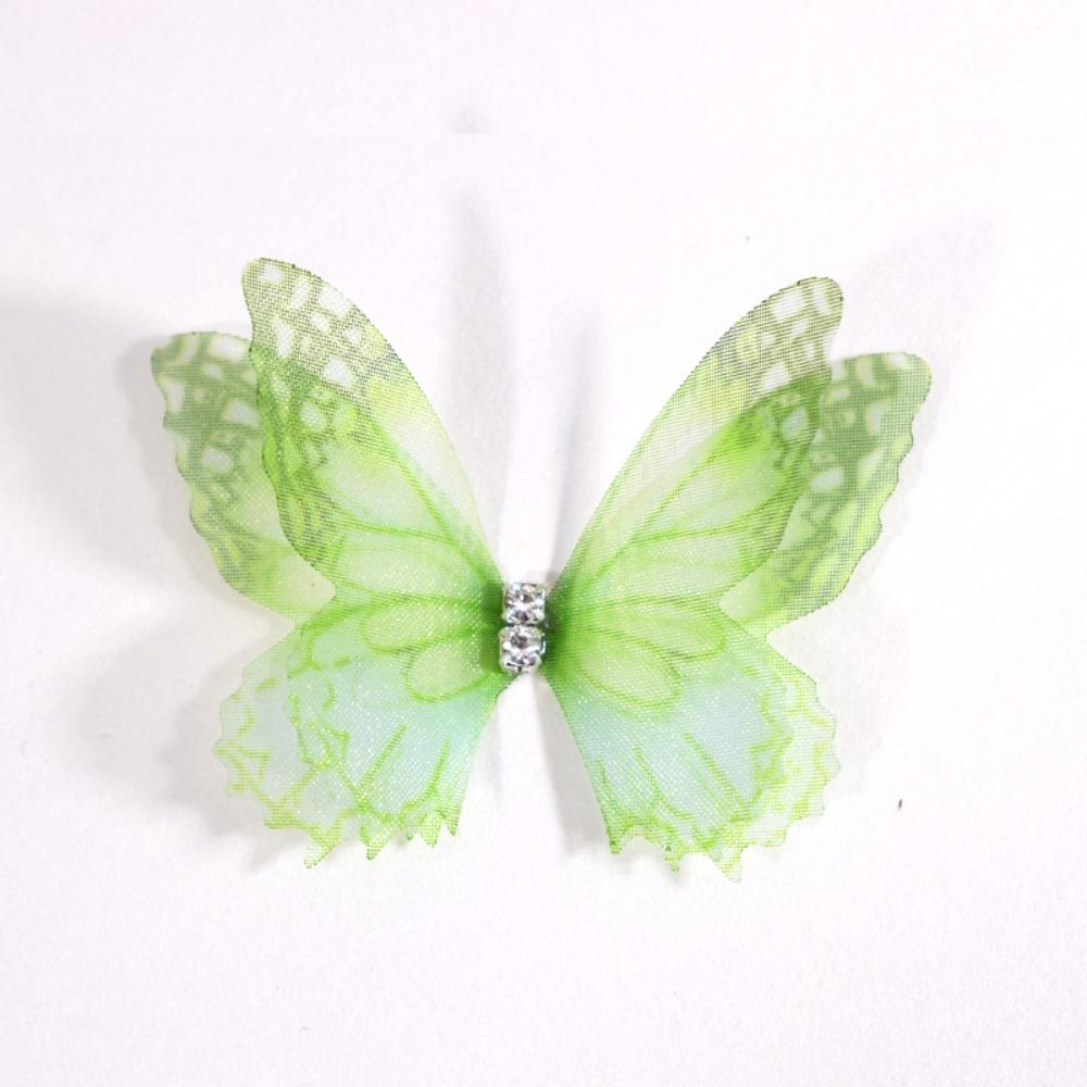 50 шт. двухслойные шифоновые вышитые бабочки-нашивки свадебные аксессуары для волос