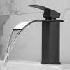 Tuqiu Bathroom Faucet Black BasinFaucet Mixer Tap Brass Waterfall Faucet Bathroom Basin Mixer Tap Hot and Cold Sink Faucet