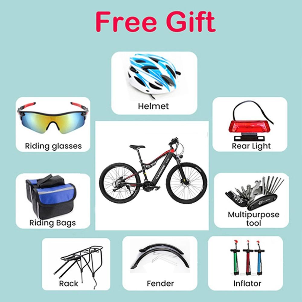 Электрический велосипед RANDRIDE YG90B, двигатель 1000 Вт, максимальная скорость 45 км/ч, 48 В, 17 Ач, аккумулятор 70-90, максимальный диапазон 27,5*2,4 дюйма, шины CST, нагрузка 120 кг