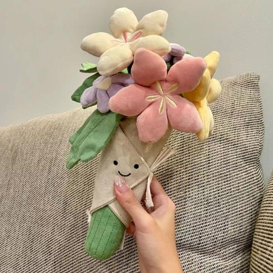 Милая плюшевая кукла-цветок, мягкая игрушка, мягкое растение, плюшевое милое улыбающееся лицо, которое можно обнимать и вручать цветку