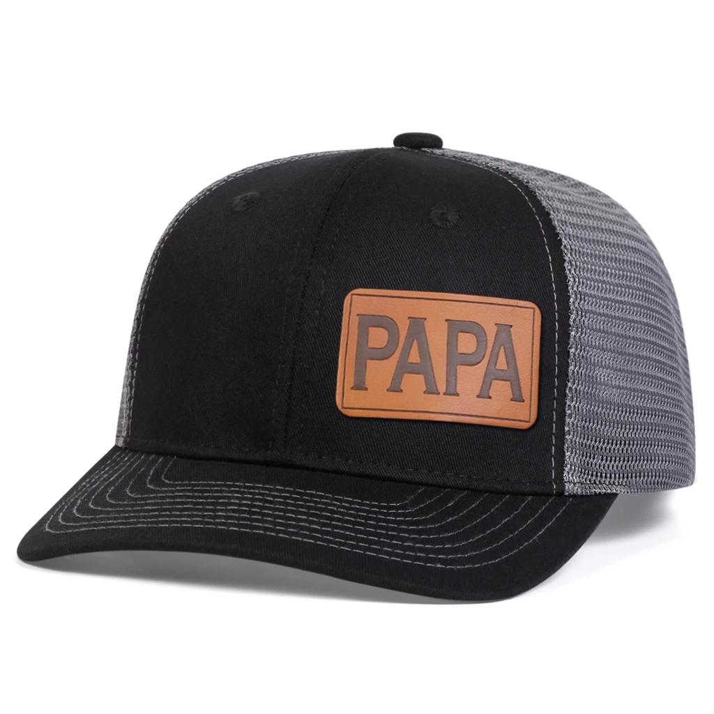 Unisex Brown PAPA Leather Label Baseball Net Caps Spring Summer Outdoor Adjustable Casual Hats Dad Hat Sunscreen Hat