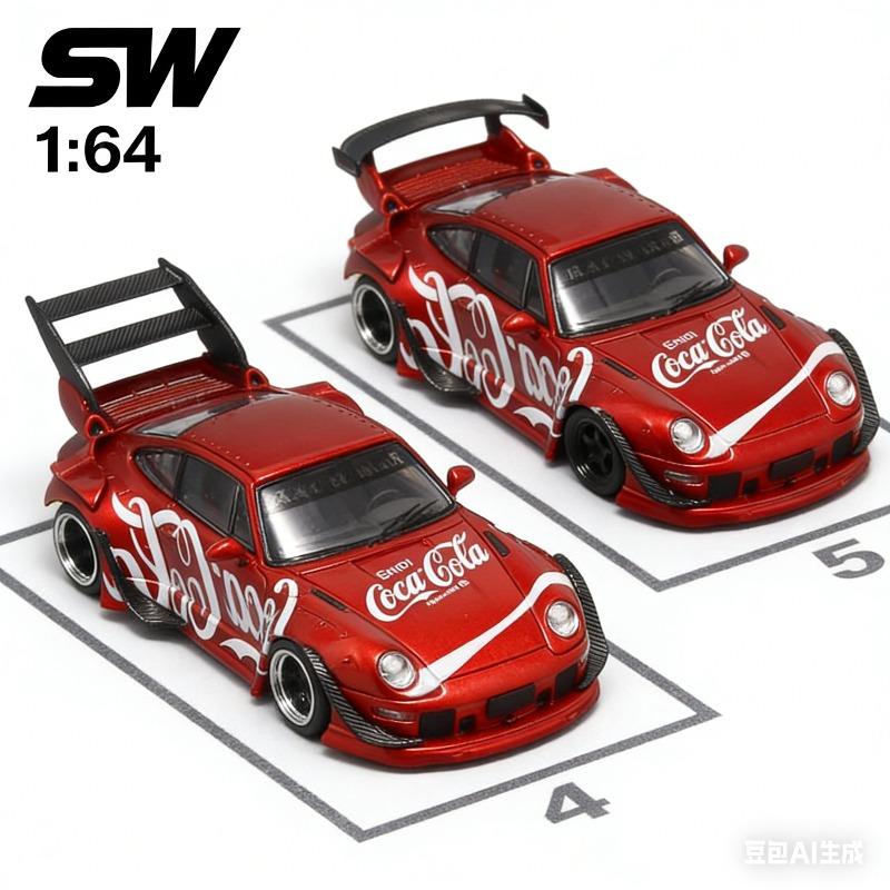 SW 1:64 RWB 993 Casted plastic imitation static alloy car model, boys' festival gift toy collection decoration item.