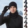 3Pcs/Set Winter Hat Scarf Gloves Set Solid Color Windproof Brimless Hat Neck Warmer Touch Screen Gloves Set