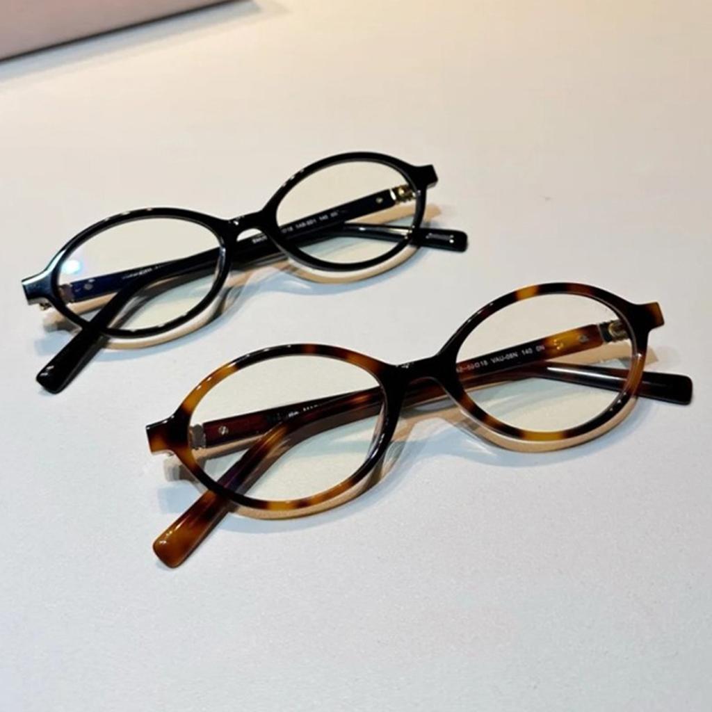 Two-piece Suit Leopard-print Oval Retro Glasses Frame Can Be Equipped with A Degree-proof Blue Face Flat Mirror.