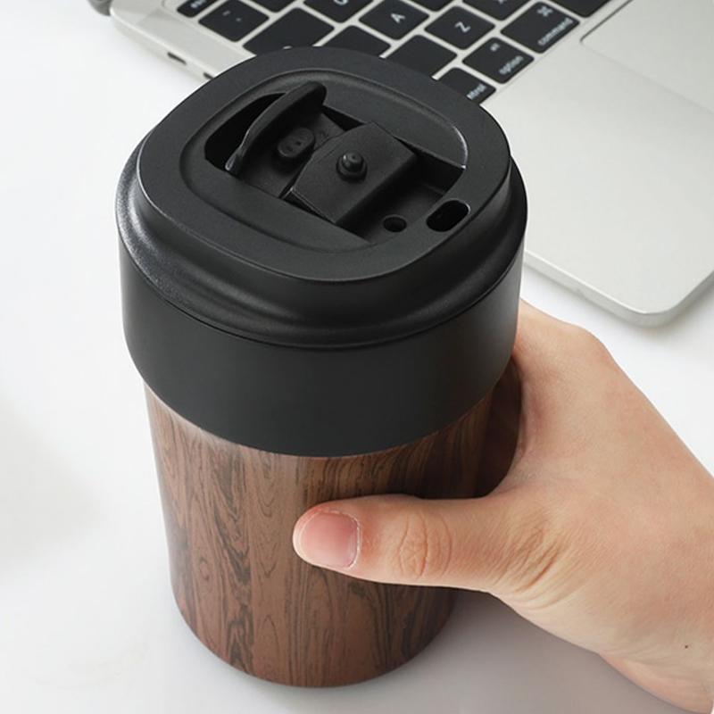 Wood Grain Thermo Cafe Thermos Mug for Tea Water Coffee Leak-Proof Travel Thermo Cup Stainless Steel Coffee Mug