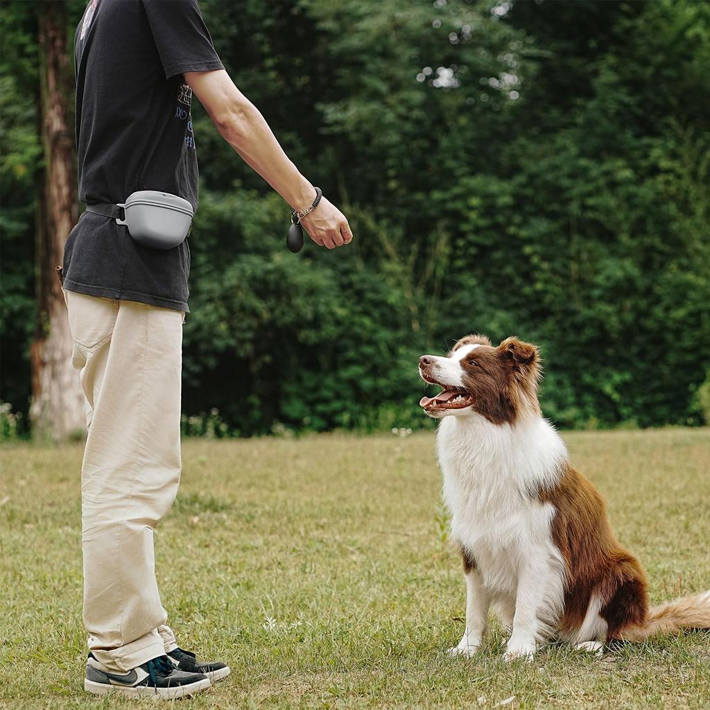 Pet Feeding Bag Outdoor Training Dog Food Pocket Silicone Dog Treat Pouch with Waist Belt Pet Snack Pouch Walking Dog Waist Bag