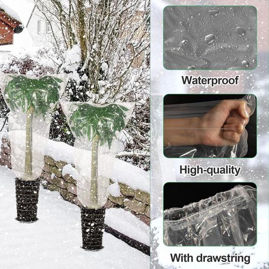 2 шт. прозрачный чехол для растений, устойчивый к разрывам, защита от замерзания, чехол для растений с завязкой