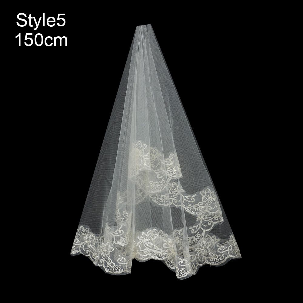 Accessories Photo Veil Short Simple White Ivory Women's Tulle Wedding Veil Lace Edge Bridal Veil