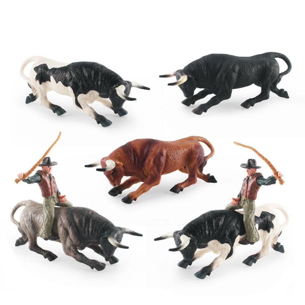Simulation Bullfighting Action Figures Farm Animals Calf Bull OX Figures For Children