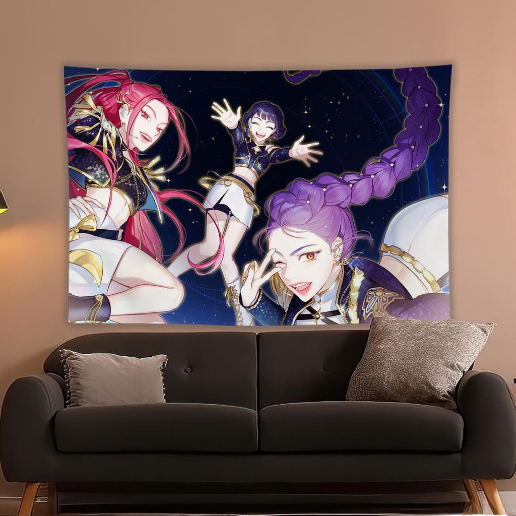 Korean Animation Fantasy K-pop Demon h-Hunters Cartoon Character Tapestry Room Decoration Home Decor Bedroom Wall Hanging Fabric