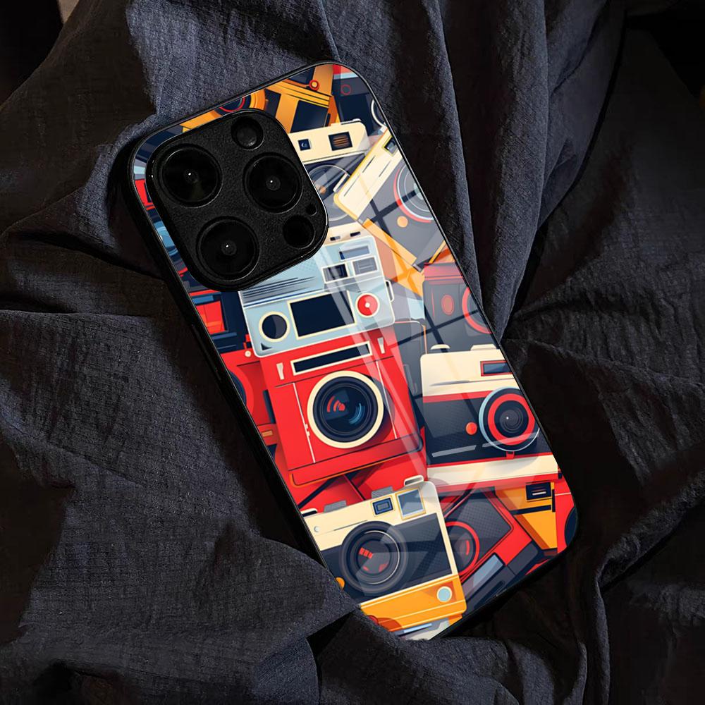 Винтажный Ретро Чехол-Телефон Камера Для IPhone 17 Pro Max 15 Pro 16 14 Plus 12 13 Mini 11 Pro Ударопрочный Стеклянный Чехол