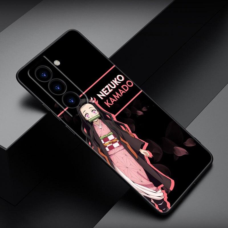 Чехол для телефона Demon Slayer Nezuko с аниме для Samsung Galaxy S22 Pro S21 S20 FE Ultra S10 Lite S10 S10E S9 S8 Plus, мягкий черный чехол