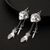 Gothic Punk Metal Retro Silver Color Earrings Sword Ghost Hand Pirate Skull Tassel Earrings Women's Halloween Accessories