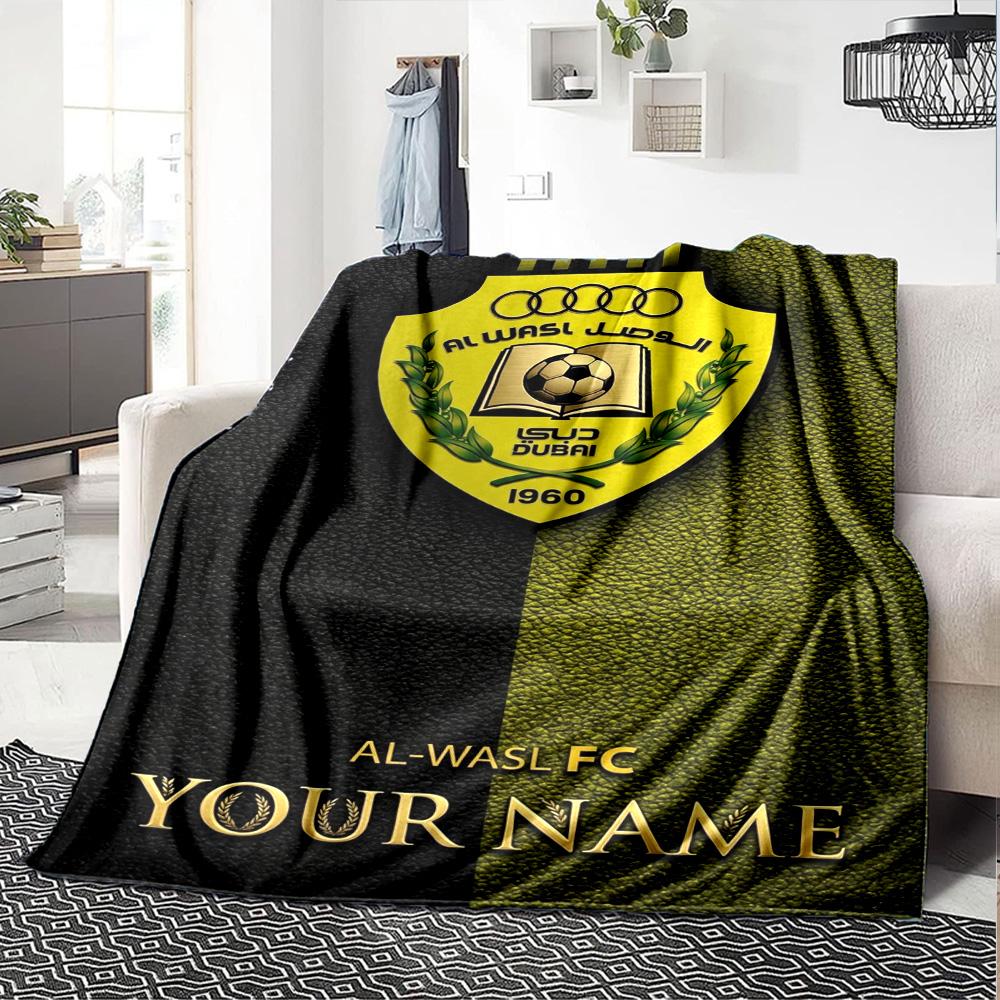 Name Custom Al-Wasl F.C Print Flannel Blanket High Quality Warm Comfortable Cover for All Seasons Perfect for Gifts Home Decor