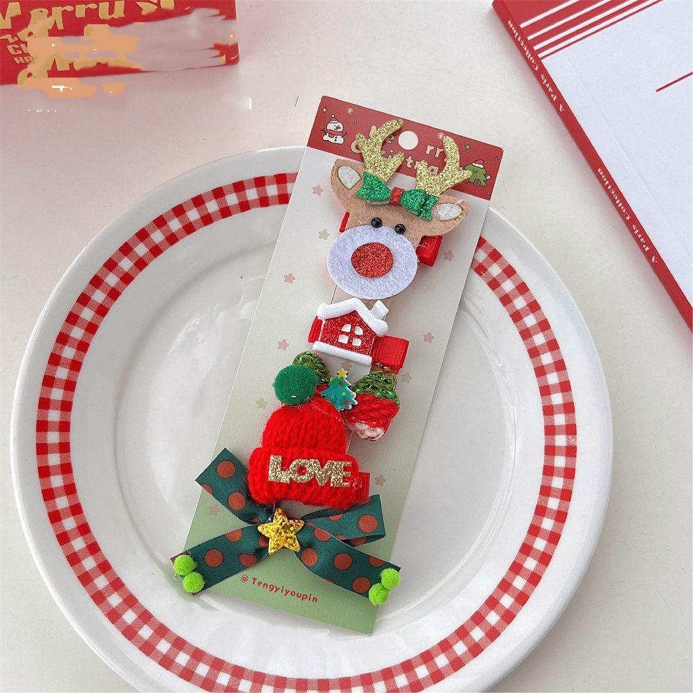 Рождественский Декор Рождественский Набор Заколок для Волос Оленьи Рога Пайетки Детские Рога Зажим для Волос Рождественская Шляпа Звезда Детский Бант Заколка для Волос