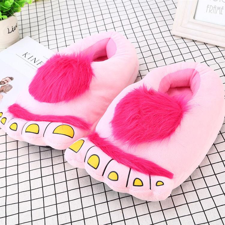 Fashionable Men's Wild Paw Slippers Home Fluffy Cotton Shoes Plus Size Mens Creative Animal Foot Shape Shoes Big Feet Fur Slides