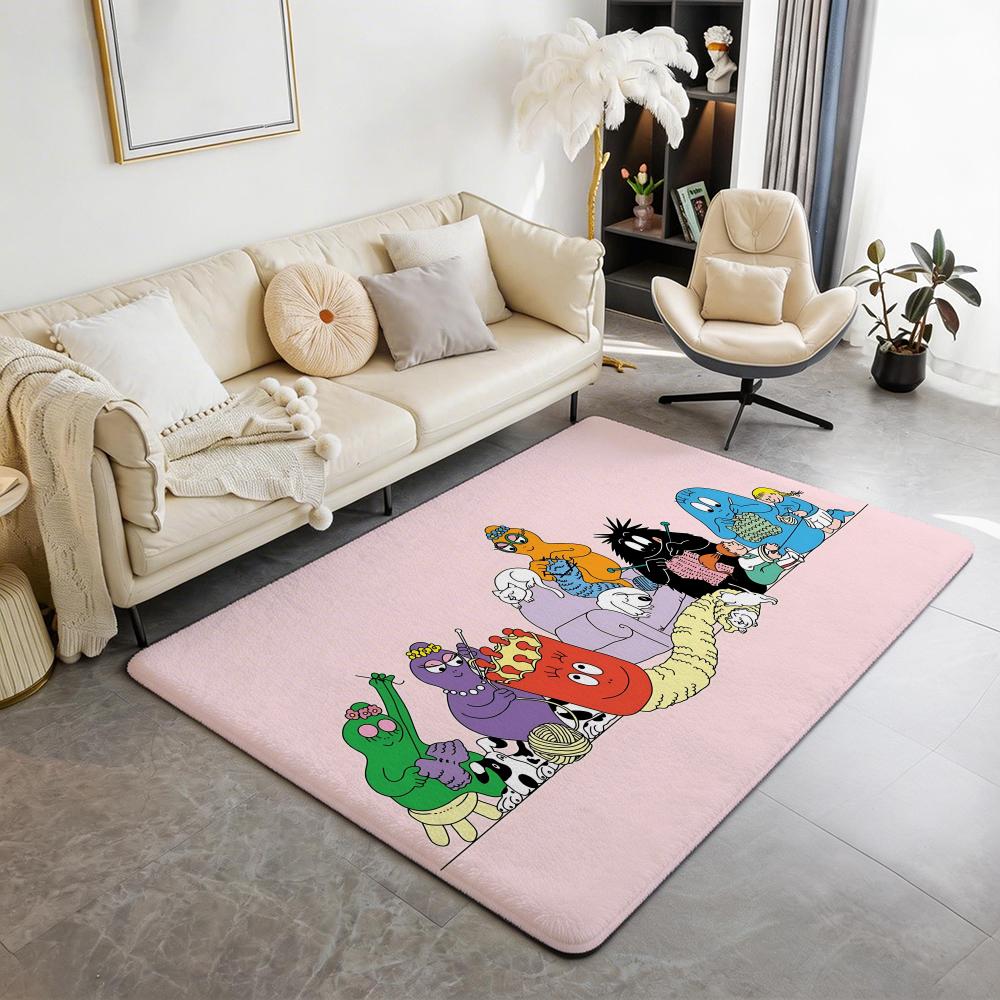 Les Barbapapa Cartoon Floor Mat Eco - Flannel Doormat Non-Slip Odorless Indoor Floor Rug Soft Short Plush Home Mat