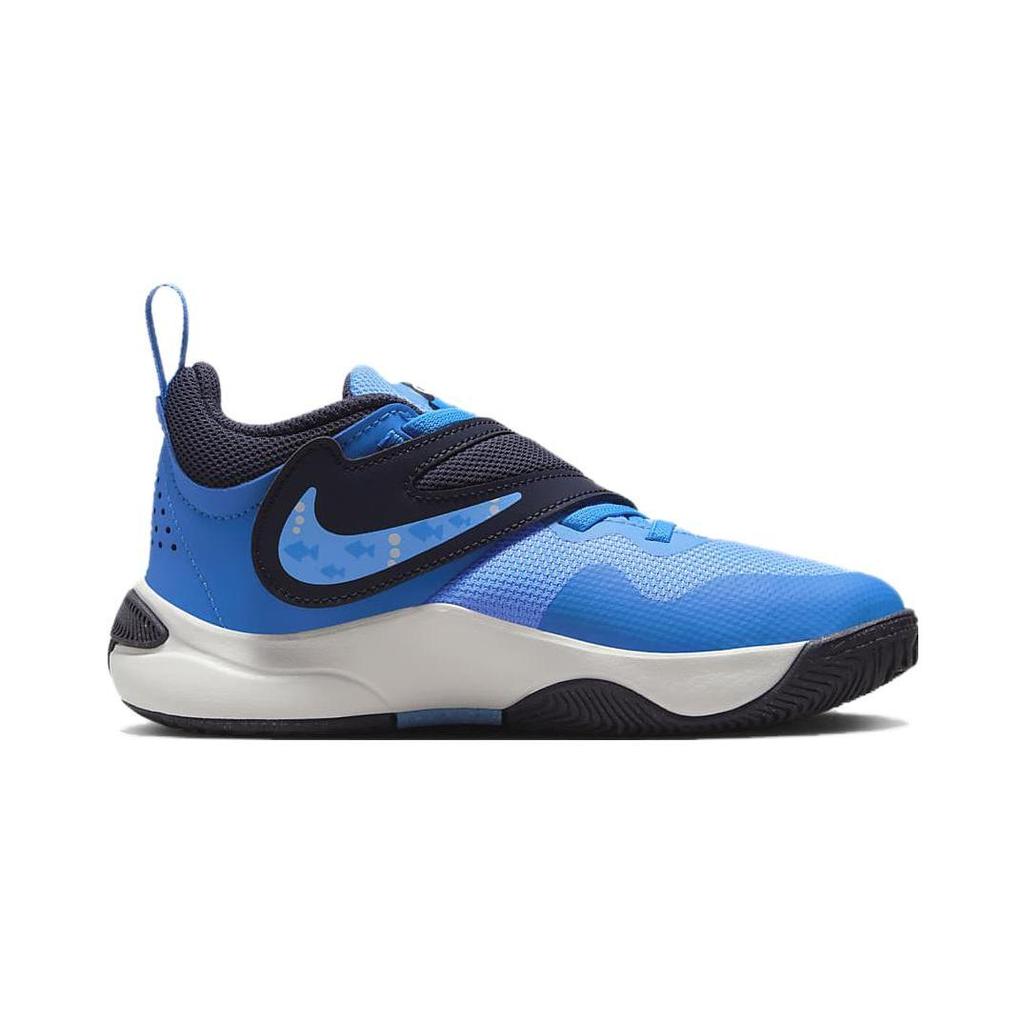Nike Team Hustle D 11 Lil Abrasion Resistant Low top Children's Basketball Shoes Blue White Children Aged 3 7 Years Old DV8992-400