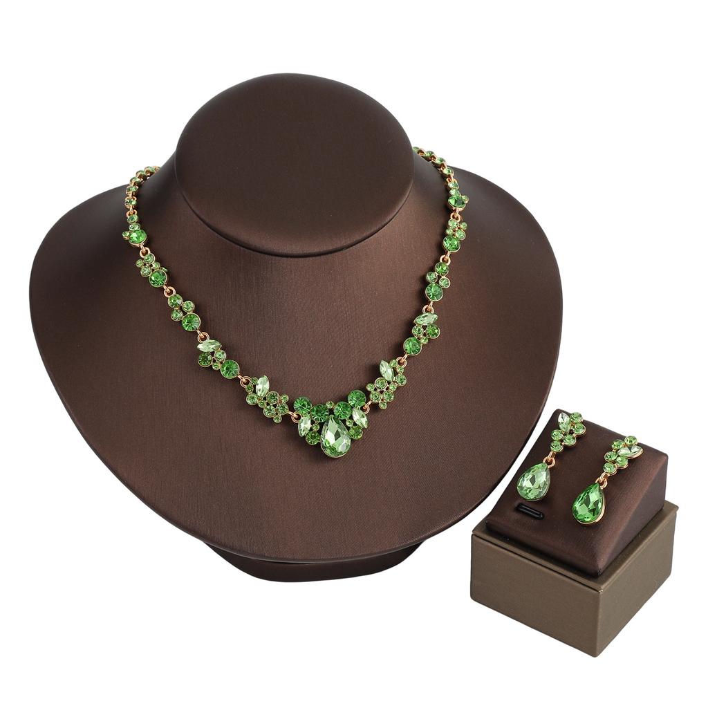 Women's Alloy Necklace Earrings Two-piece Set Clavicle Short Neck Chain Light Luxury Jewelry