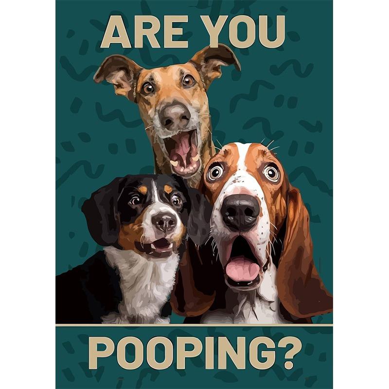Animals Cat Dog Are You Pooping Funny Bathroom Sign Poster Print Canvas Painting Wall Art Picture for Toilet Home Bathroom Decor