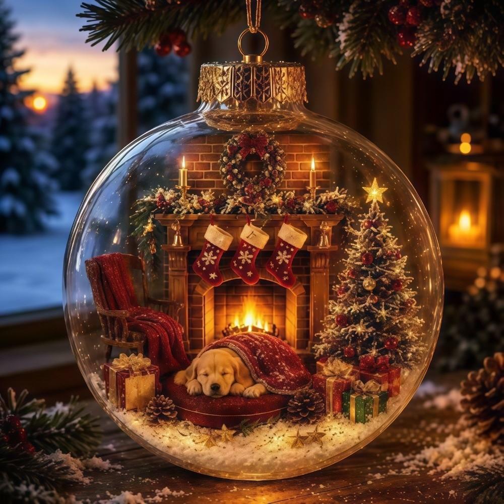 Clear Round Shape Christmas Ornament Warm Light Holiday Tree Pendant  Holiday Home Decor