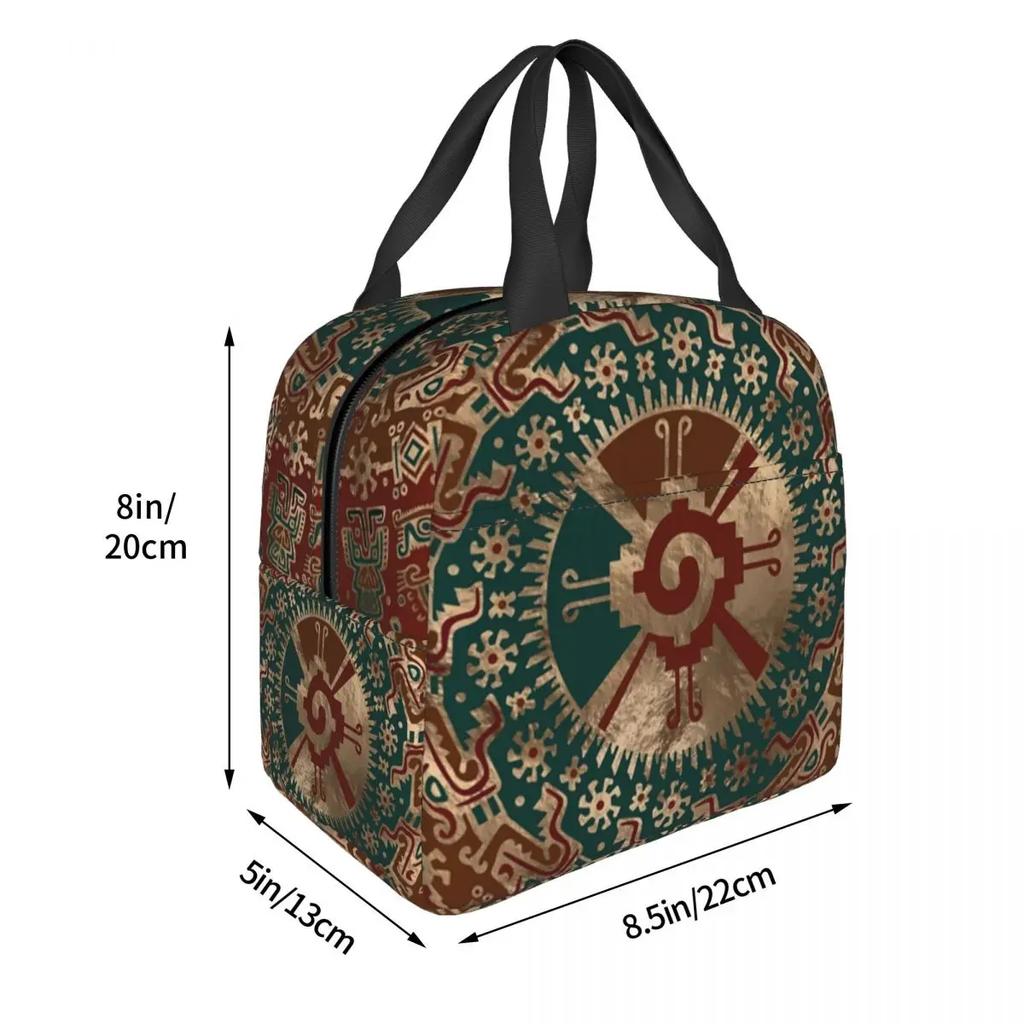 Mayan Aztec Hunab Ku Symbol Insulated Lunch Bags for School Office Leakproof Thermal Cooler Bento Box Women Kids