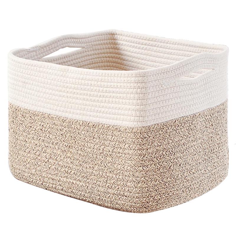 Прямоугольная плетеная корзина для хранения с полыми ручками для белья и игрушек