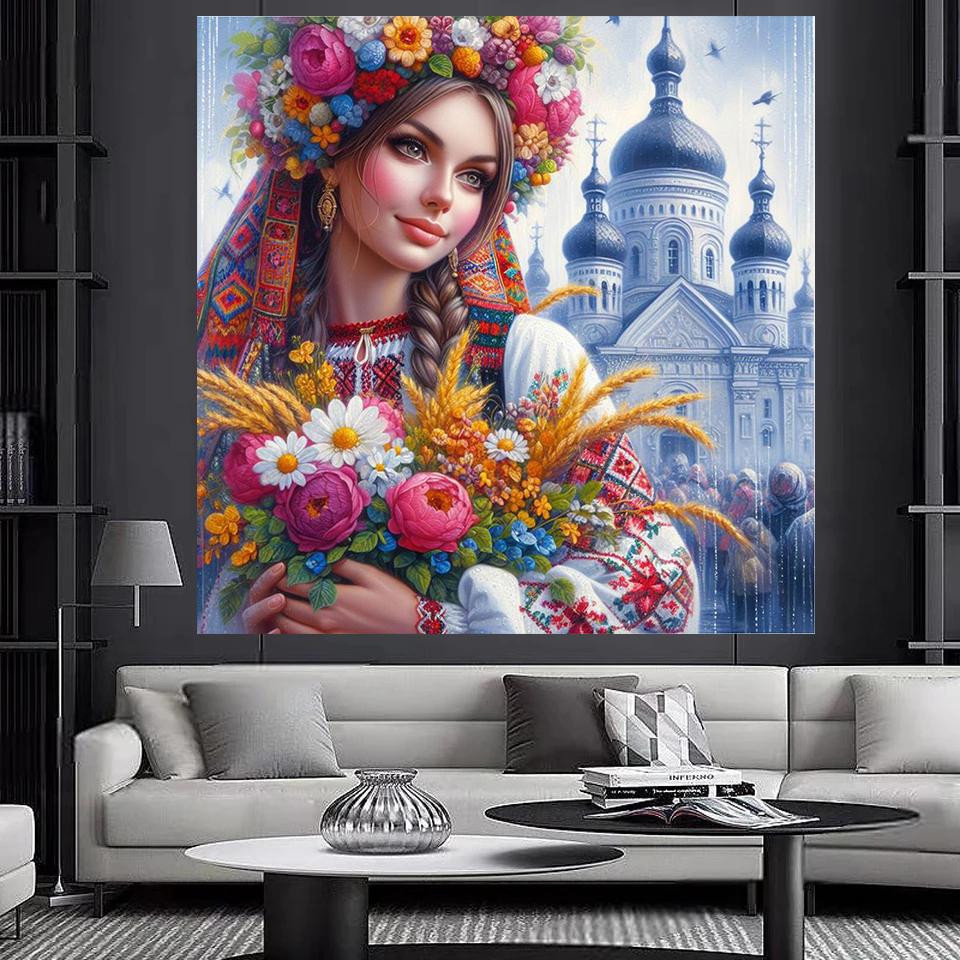 5DDIY Алмазная картина Новая серия Элегантный женский цветок Алмазное искусство Девушки Мозаика Вышивка Картина Настенное украшение